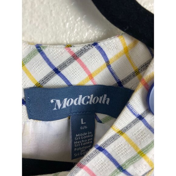 Modcloth Up With The Fun Plaid  Sleeveless Shift Dress‎ Women Large Pinup Retro - Picture 12 of 16